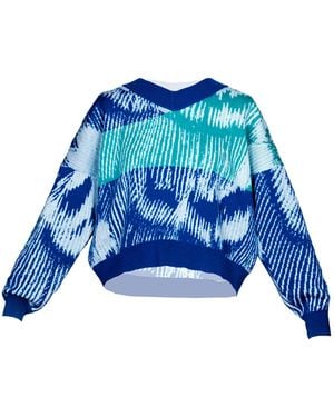 Essien & Emre Aves Merino Wool Colour Block Jumper Sky - Blue