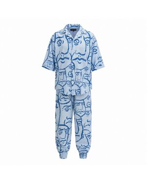 mysimplicated Short Sleeve Shirt And Pants Set - Blue