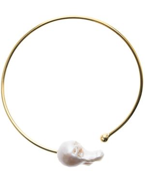 Silver Moon Sterling Bracelet With Pearl - Metallic