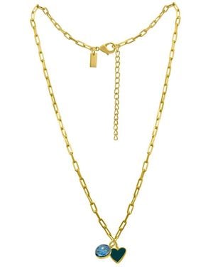 Lunaya Jewelry Heart Charm Necklace With Labradorite - Metallic