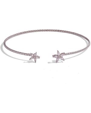 Ebru Jewelry Twin Blossom Woven Collar Necklace - Metallic