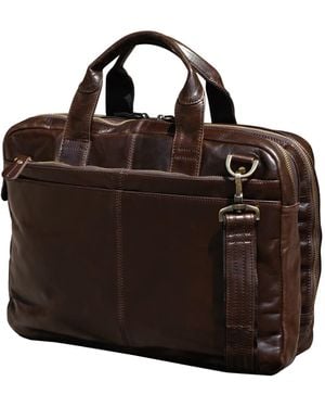 Touri Slim Leather Briefcase - Brown