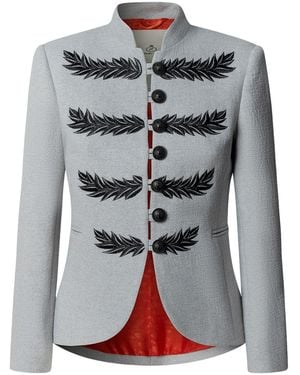 The Extreme Collection Tailored Pearl Blazer With Embroidery Cipriani - Grey