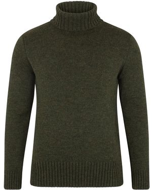 Paul James Knitwear The Fitted Submariner Lloyd Roll Neck Merino Wool Jumper - Green