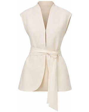 Curated Row Neutrals Clare Linen Blend Wrap Vest Top - Natural