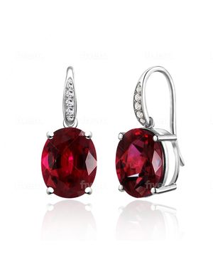Kai Fine Jewelry Sterling Natural Oval Garnet & Diamond Drop Earrings - Red