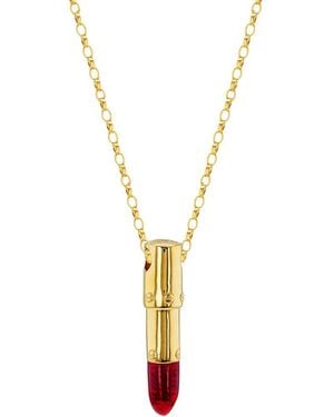 True Rocks Enamel Lipstick Pendant Necklace - Metallic