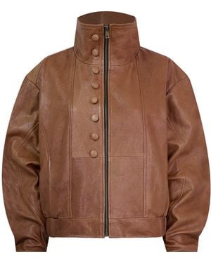 Lorena Saravia Maria Leather Jacket - Brown
