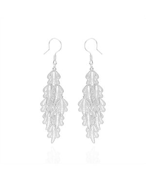 Far East Jewelry Handcrafted Leaf Shadow Earrings - White