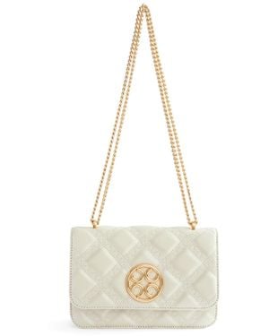 Orange Cube Mosaic Stitch Crossbody Bag - White