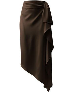 IZABELA MANDOIU Asymmetric Draped Chocolate Skirt - Black