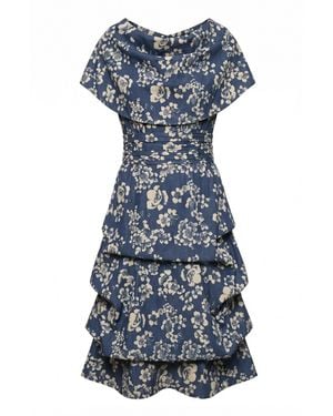Atom Label Cowl Hitch Dress - Blue