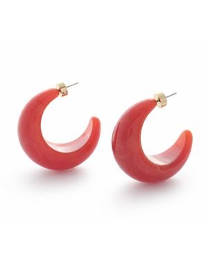 Hye Jane Jewelry Crescent Terra Cotta Resin Hoops - Red