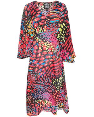Any Old Iron Neon Animal Kyoto Dress - Red