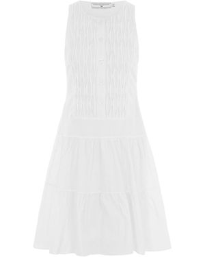 Hortons England Hatfield Diamond Ruched Midi Dress - White