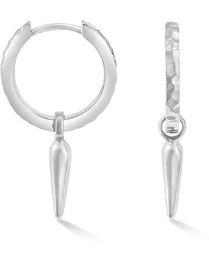 Dower & Hall Hammered Raindrop Hoops - White