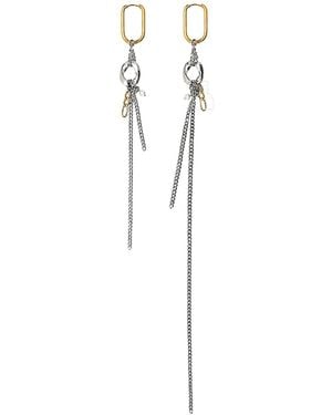 Kirei Release Chain Drop Hoop Earrings - Metallic