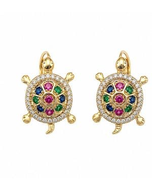By Ozge Lucky Turtle Plated Earrings - Metallic