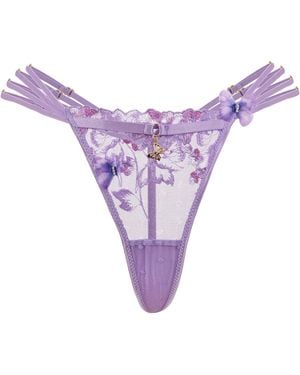 Empress Mimi Madame X Lilac Lace G-String With Butterfly Detail - Purple