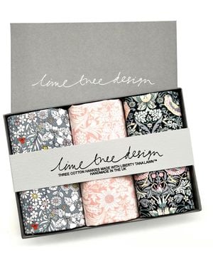 Lime Tree Design Three Hankies Made With Liberty Fabric - Metallic
