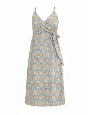 House of Gl Oraya Cotton Side-Tie Midi Dress - Orange