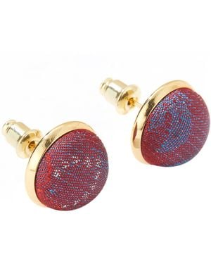 Soft Strokes Silk Pure Silk Brocade Earrings - Purple