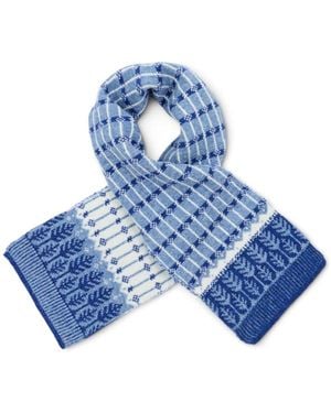 Saachi Fair Isle Forest Snow Scarf - Blue