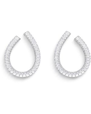 Maison De Gala Baguette Crystal Open Hoop Earrings - Metallic