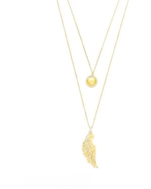 Seven Saints Archangel Jophiel Necklace, Angel Of Beauty And Wisdom, Plated Sterling With Quartz - Metallic