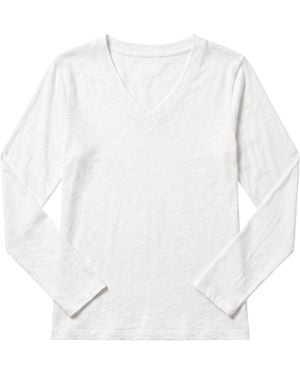 Brodie Cashmere Long Sleeve V Neck - White