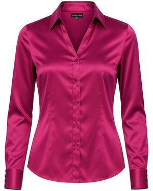 Madison / Savile Wild Aster Haven Fitted Satin Shirt Two - Pink