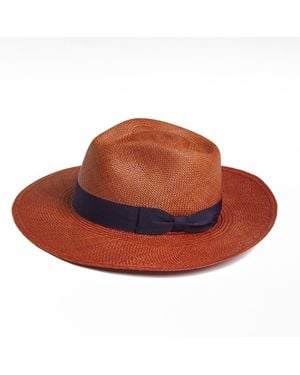 Dasmarca Hats Dasmarca Newton Wide Brim Summer Genuine Panama Straw Hat For - Cinnamon - Red