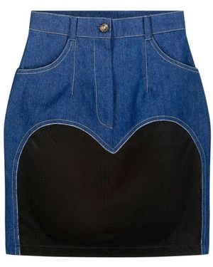 Úchè Denim Heart Skirt - Blue
