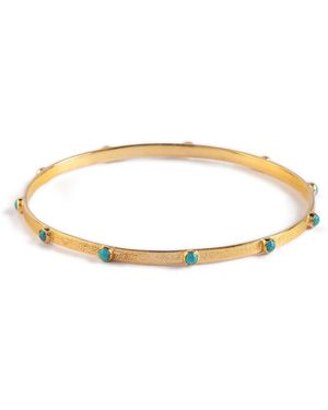 Goddess Charms Throat Chakra Bangle - Metallic