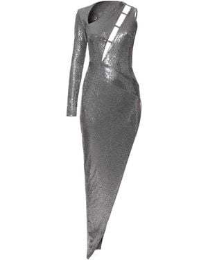 AGGI by HALEWSKI Vivian Steel Asymmetric Sequin Party Dress - Grey