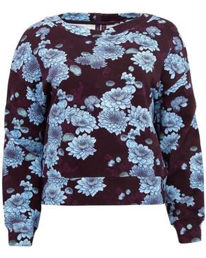 lords of harlech Clara Serious Floral Oversized Crewneck Sweatshirt - Blue