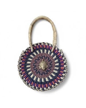 Sokona Esengo Round Handwoven Bag Earth Multicolor - Blue