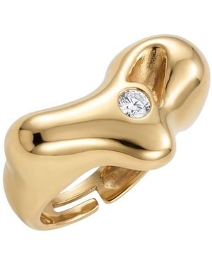 LINYA JEWELLERY Solstice Eye Detailed Adjustable Ring With Amorphous Stone - Metallic