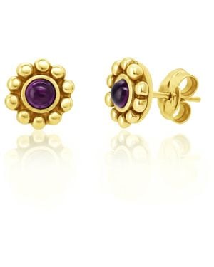 Unaloe Vermeil Flower Stud Earrings With Amethyst – Luxury Contemporary Designer Studs For - Metallic