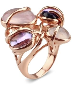 Bellus Domina Plated Amethyst And Rose Quartz Cocktail Ring - Pink