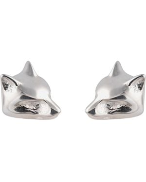 Lily Charmed Sterling Fox Stud Earrings - Metallic