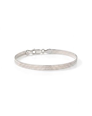 Spero London Itallian Herringbone Sterling Snake Chain Bracelet - Black