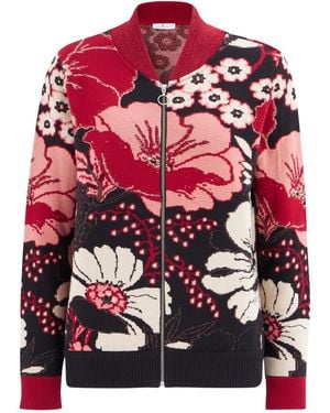 Peraluna Organic Cotton Knit Glittery Bomber Jacket - Red