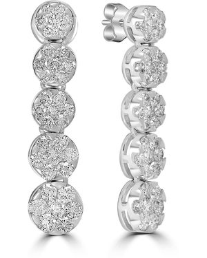 Artisan Floral Diamond Drop Earrings - White