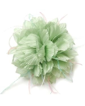 Helena Simon The Mint Chrysanthemum Duster Floral Brooch - Green