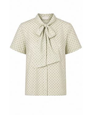 Gunda Hafner Ltd Vanilla Polka Dot Short Sleeve Bow Shirt - White