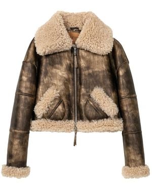 Jakke Aviator Cropped Jacket Antique - Natural