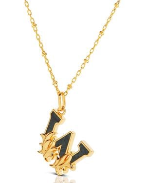 Kasun Plated W Initial Necklace With Marble - Metallic