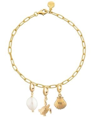 Lily Charmed Plated Ocean Oval Link Charm Bracelet - Metallic