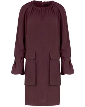 Conquista Burgundy Pocket Detail Tencel Dress - Purple